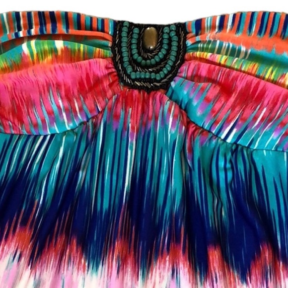 Heartsoul Womens Maxi Halter Dress Ikat Multicolor Beach Lounge Sz S - Picture 8 of 13